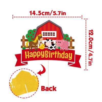 Glitter Farm Animal Happy Birthday Cake Topper,Barn Farm Themed Cake Decor,Barnyard Farmhouse Farm Animals Baby Shower Birthday Party Decorations