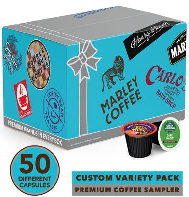 Coffee Variety Pack Sampler, Single Serve cups for the Keurig K Cup Brewer, 50 count