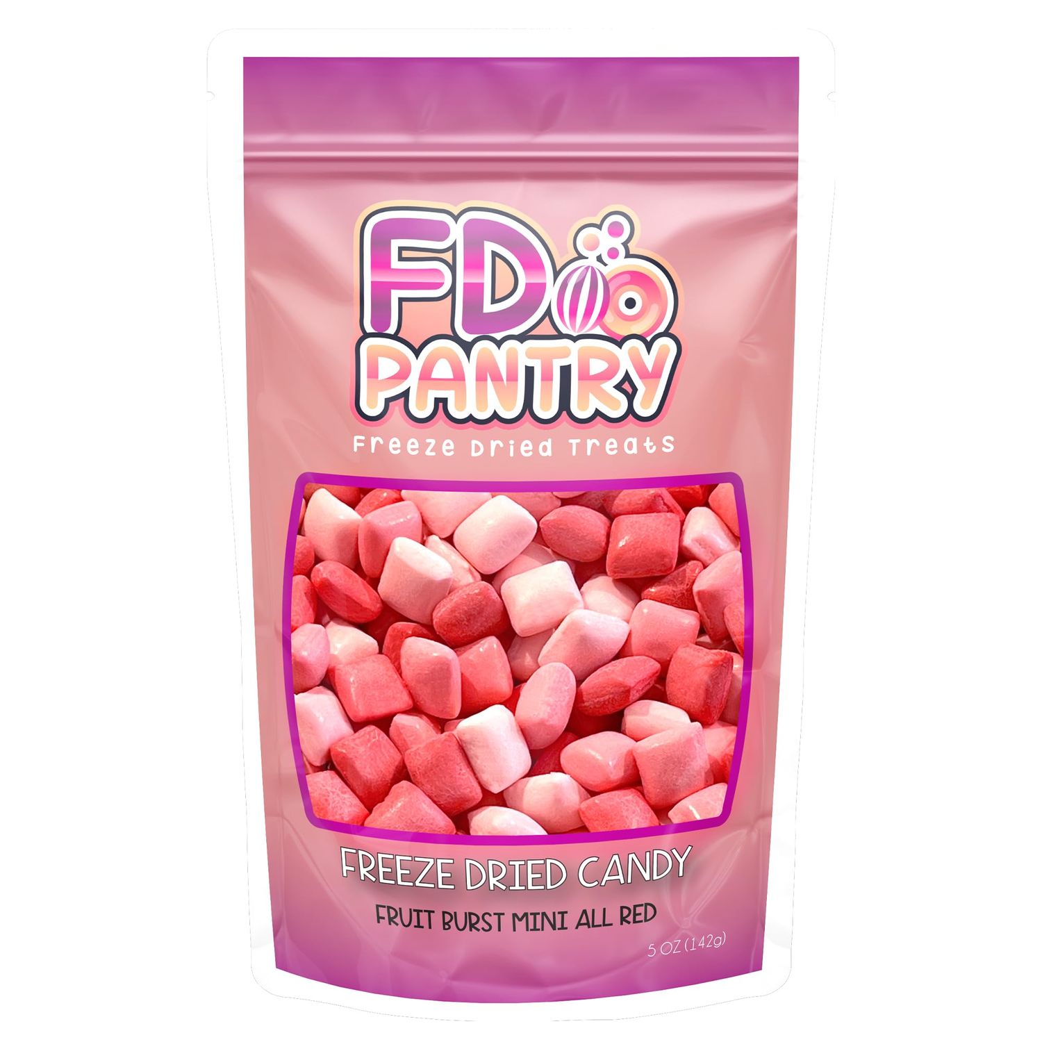 Freeze Dried Fruit Bursts Candy - Mini All Reds l Hard Candy Mix 5oz Treat Snack Gift Bag Strawberry, Fruit Punch, Watermelon, Cherry Freeze-Dried Candies