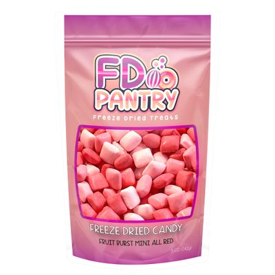 Freeze Dried Fruit Bursts Candy - Mini All Reds l Hard Candy Mix 5oz Treat Snack Gift Bag Strawberry, Fruit Punch, Watermelon, Cherry Freeze-Dried Candies