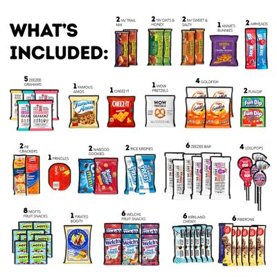 CRAVEBOX Snack Box (100 Count) Valentines Day Variety Pack Care Package Gift Basket Adult Kid Guy Girl Women Men Birthday College Student Office College Back to School