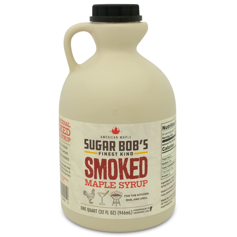 Sugar Bob&#39;s Finest Kind - Smoked Maple Syrup - Glaze, Marinade, Cocktail Mixer, 32 fl oz - Made in Vermont