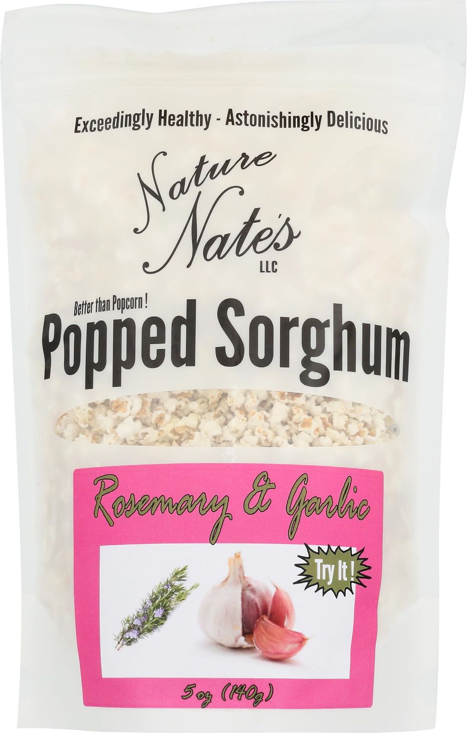 NATURE NATES Rosemary Garlic Popped Sorghum, 5 OZ