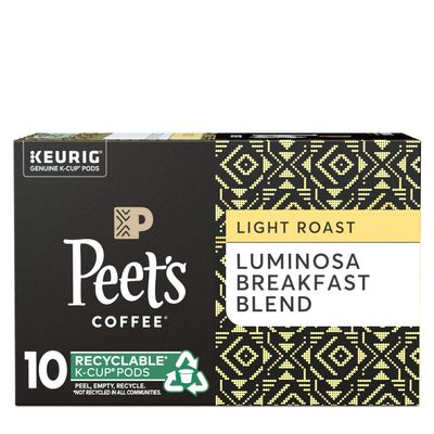 Peets Coffee Luminosa Breakfast Blend K-Cup Coffee Pods for Keurig Brewers, Light Roast, 10 Pods
