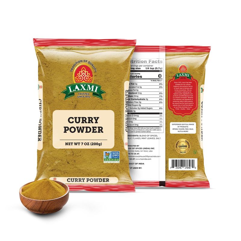 Laxmi Curry Powder 200gm (7oz) | Curry powder seasoning with a blend of spices | Non-GMO Product | For cooking and seasoning | Saves you time and energy