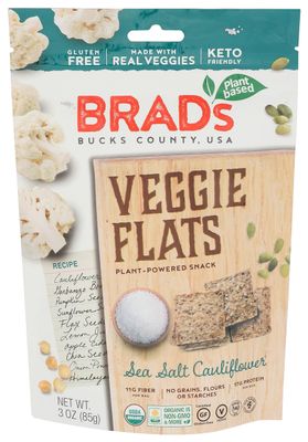 Brad&#39;s Raw Organic Sea Salt Cauliflower Veggie Flats, 3 OZ