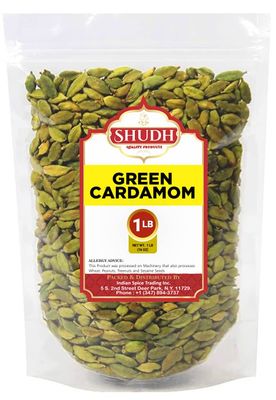 SHUDH GREEN CARDAMOM 1 LB | 16 oz Green Cardamom Pods Spice (Hari Elachi) ~ All Natural | Vegan | Gluten Friendly | NON-GMO | Product of India