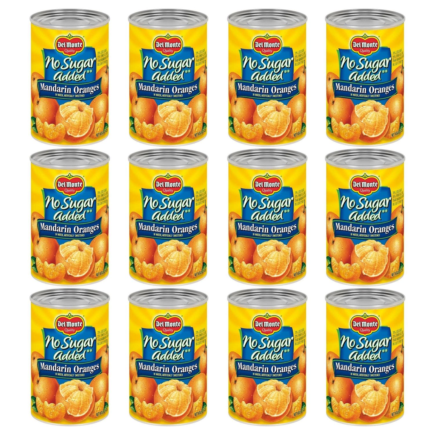 Del Monte Canned Mandarin Oranges No Sugar Added, 15 Ounce (Pack of 12)