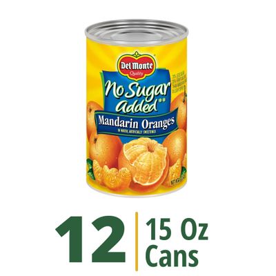Del Monte Canned Mandarin Oranges No Sugar Added, 15 Ounce (Pack of 12)