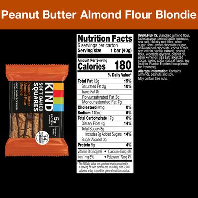 KIND Soft Baked Squares, Peanut Butter Almond Flour Blondie, 6 count