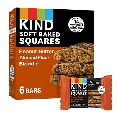 KIND Soft Baked Squares, Peanut Butter Almond Flour Blondie, 6 count