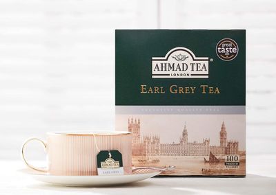 Ahmad Tea Black Tea, Earl Grey Aromatic Teabags, 100 ct - Caffeinated &amp; Sugar-Free, Packaging May Vary