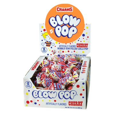 Charms Blow Pops, Flavor, Cherry, 48 Count (Pack of 1)
