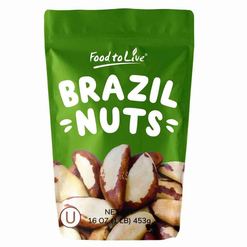 Food to Live - Brazil Nuts, 1 Pound Non-GMO Verified, Raw, Whole, No Shell, Unsalted, Kosher, Vegan, Keto and Paleo Friendly, Bulk, Good Source of Selenium, Low Sodium and Low Carb Food.