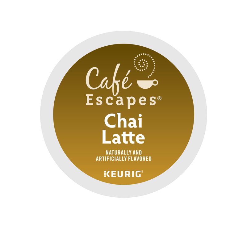 Cafe Escapes, Chai Latte Tea Beverage, Single-Serve Keurig K-Cup Pods, 72 Count (3 Boxes of 24 Pods)
