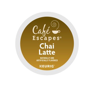 Cafe Escapes, Chai Latte Tea Beverage, Single-Serve Keurig K-Cup Pods, 72 Count (3 Boxes of 24 Pods)
