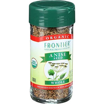 Frontier Co-op Organic Whole Anise Seed, 1.50-Ounce Jar, Adds Licorice-Like Flavor to Desserts, Stews, Bread, Tea, Kosher