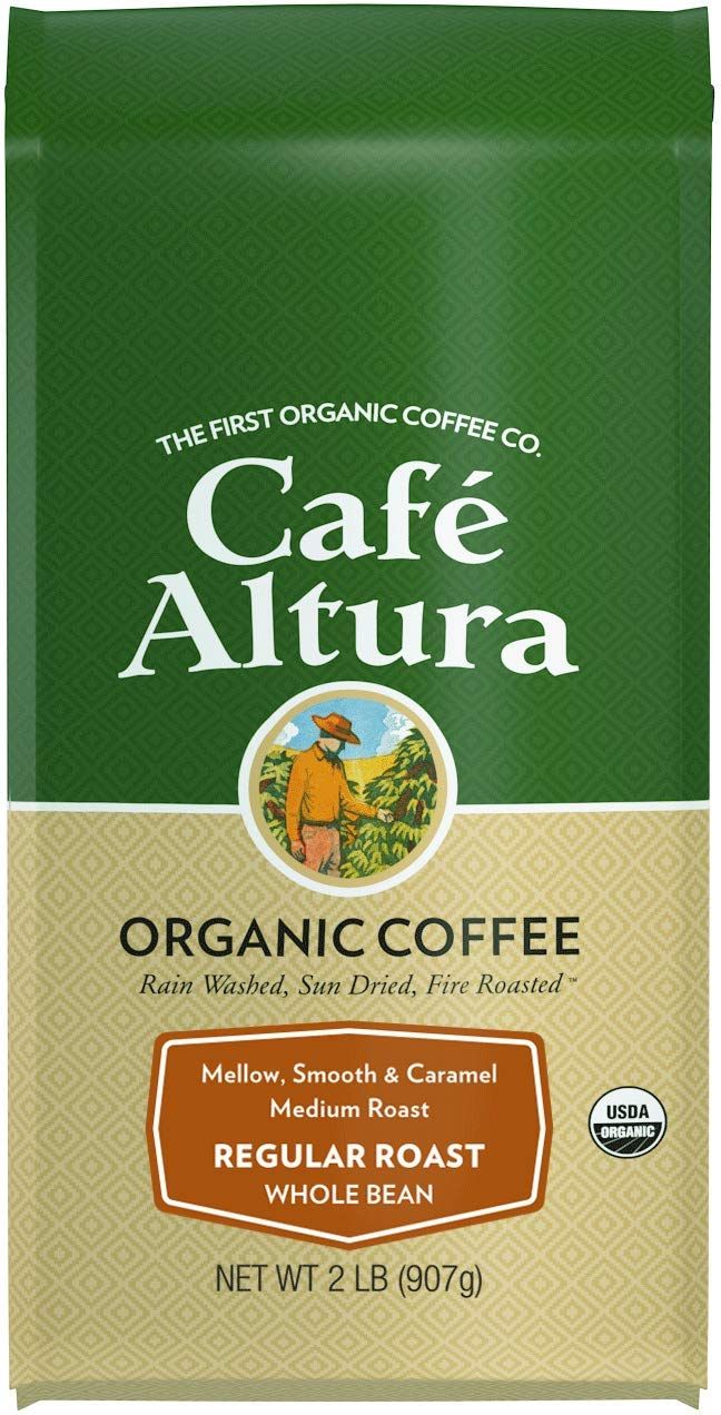 Cafe Altura Whole Bean Organic Coffee, Regular Roast, 2 Pound