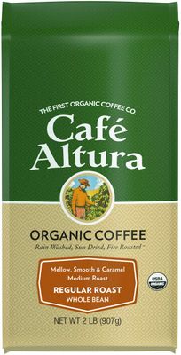 Cafe Altura Whole Bean Organic Coffee, Regular Roast, 2 Pound