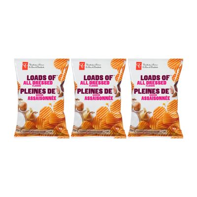 Canadian President&#39;s Choice Loads of ALL DRESSED Flavour Chips [3 Large Bags]