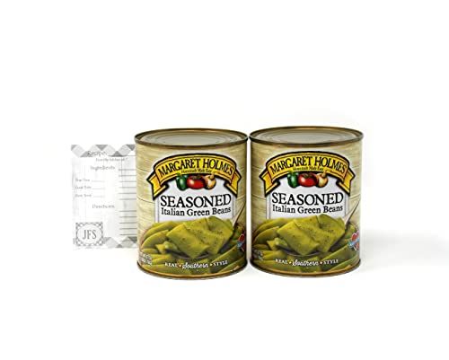 Margaret Holmes Seasoned Italian Green Beans, 27oz Can, 2 Pack Bundled with a JFS Recipe card