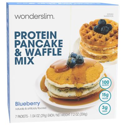 Wonderslim Protein Pancake &amp; Waffle Mix, Blueberry, Low Sugar &amp; Low Calorie (7ct)