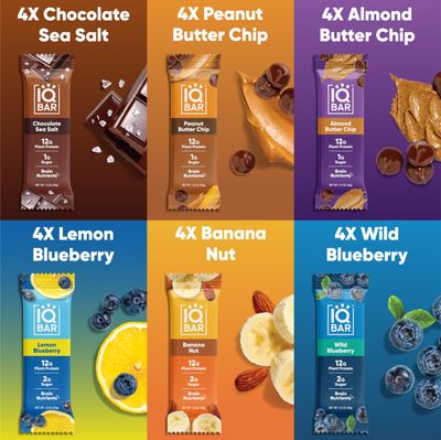 IQBAR Brain and Body Plant Protein Bars - Chocolate & Fruit Variety - 24 Count, Low Carb, High Fiber, Gluten Free, Vegan Snacks - Low Sugar Keto Bar