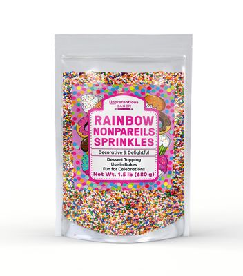 Rainbow Nonpareils Sprinkles By Unpretentious Baker, 1.5 lb, Round Sprinkles, Gluten Free, Clear Resealable Bag