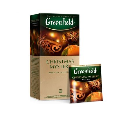 Greenfield Christmas Mystery Black Tea Fruit &amp; Herbal Collection 25 Teabags The Execptional Freshness Of Tea Is Guranteed By The Special Foil Sachet