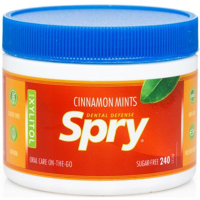 Spry Xylitol Cinnamon Mints Sugar Free Candy - Breath Mints That Promote Oral Health, Dry Mouth Mints That Increase Saliva Production, Stop Bad Breath, 240 Count (Pack of 1)