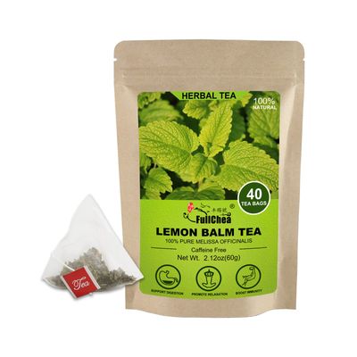 FullChea - Lemon Balm Tea Bag, 40 Teabags, 1.5g/bag - Premium Lemon Balm Herb - Melissa Officinalis - Non-GMO - Caffeine-free - Promotes Relaxation &amp; Support Digestion