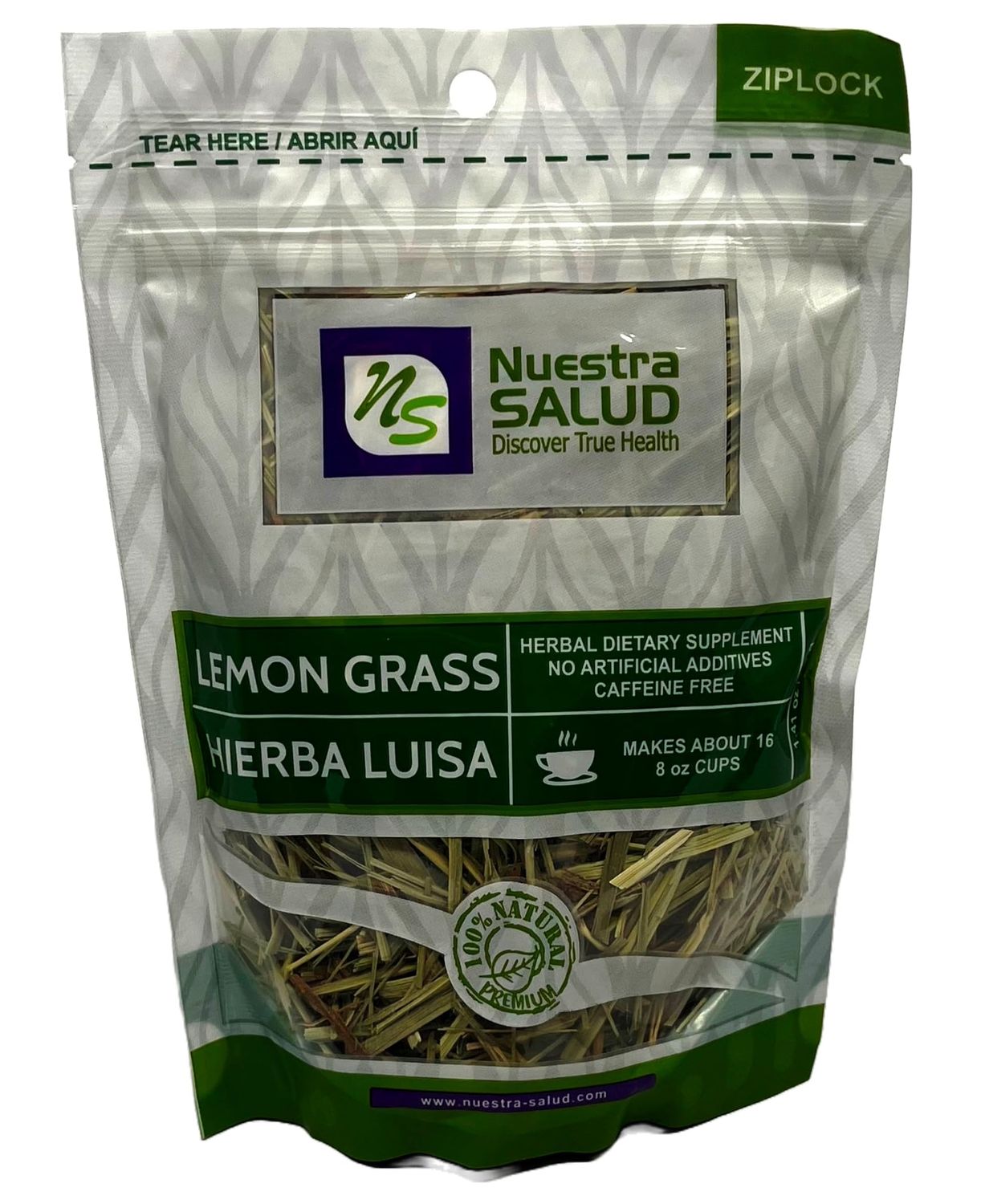 Lemongrass Tea - Hierba Luisa - Herbal Tea Leaf from Peru - For the Maintenance of Good Health - 40g in a Zip-Lock Bag - 100% Natural and Caffeine Free Leaves