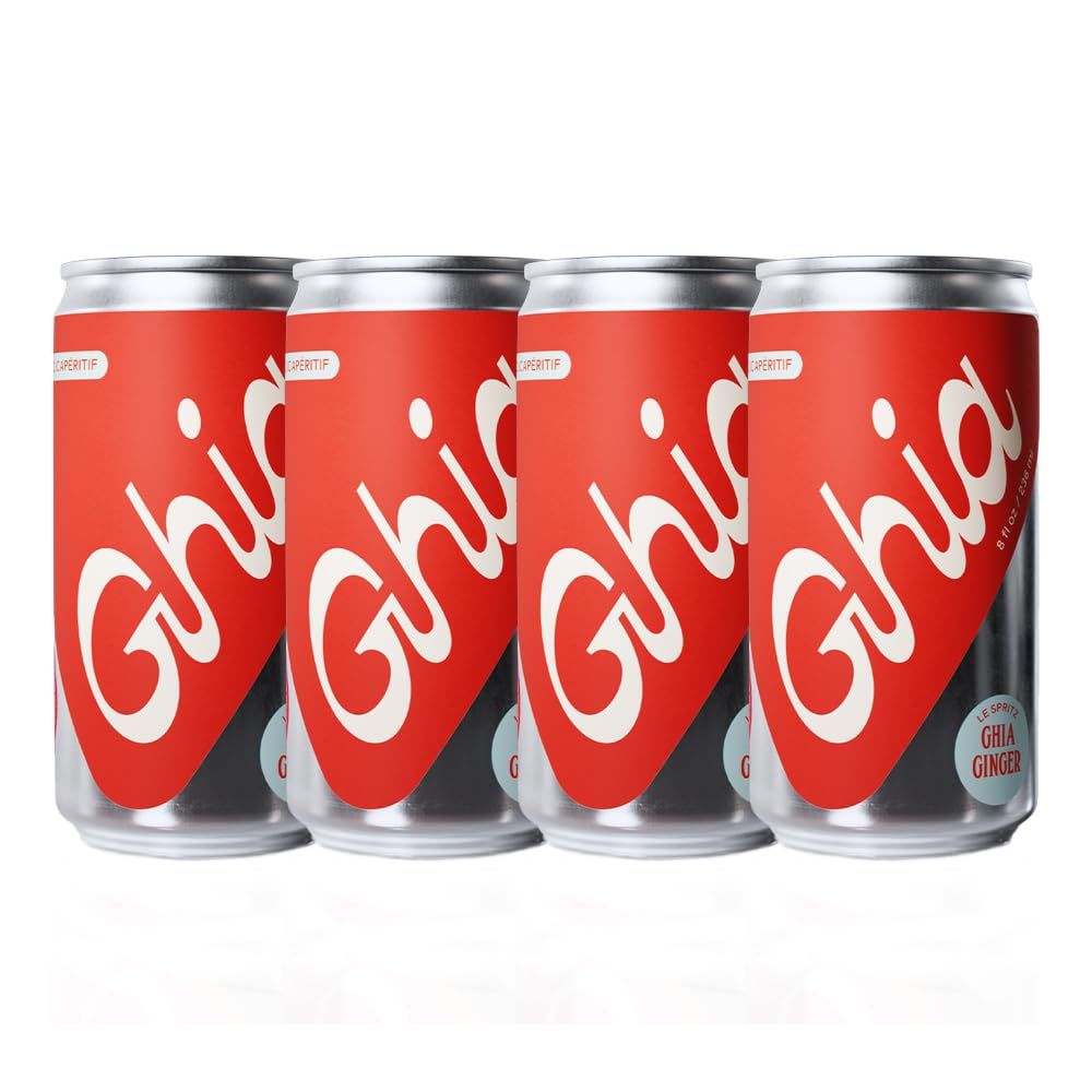 Ghia Non-Alcoholic Ginger Le Spritz, 8 Fl Oz (4-Pack) | Mocktail &amp; Cocktail Mixer, Zero Proof Sparkling Apritif with Soothing Herbal Extracts
