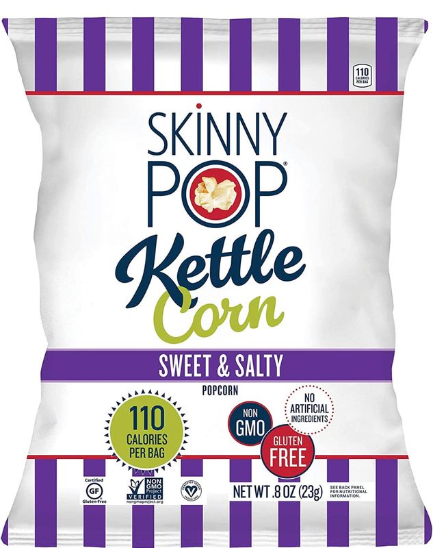 Skinny Pop Variety 12-Pack, Sweet &amp; Salty Kettle, White Cheddar, Original, 12-0.5/0.8 oz Individual Bags