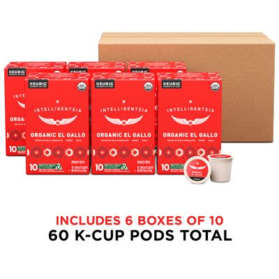 Intelligentsia Coffee Gifts, Light Roast K-Cup Coffee Pods For Keurig Brewers - Organic El Gallo 30 Count With Flavor Notes Of Milk Chocolate, Honey And Cola (3 Boxes of 10 K-Cup Pods)
