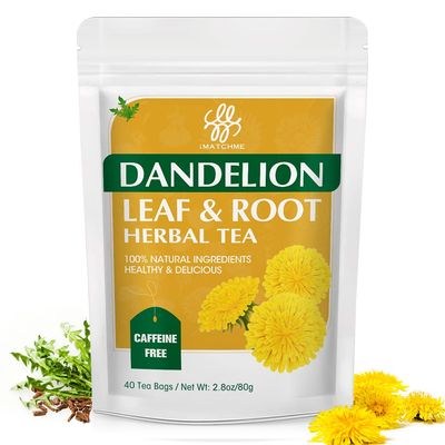 Premium Dandelion Leaf &amp; Root Tea, Dandelion Herbal Tea for Liver Support, Antioxidant, Digestion and Immune Support, Traditional Diuretic Detox Tea, Caffeine Free, 40 Bags/80g