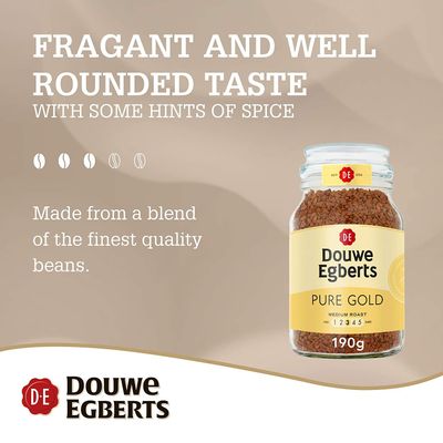 Douwe Egberts Pure Gold Instant Coffee, Medium Roast, 6.7-Ounce, 190g (Packaging May Vary)