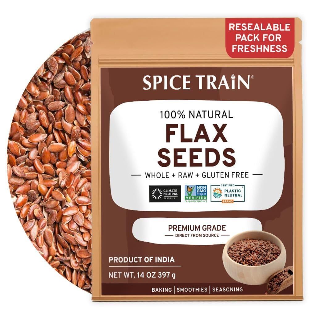 Flax Seed (397g/14oz) Lab Tested | Gluten Free Brown Flax Seeds | Resealable Zip Lock Pouch | Raw Flax Seeds Sourced from India