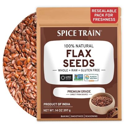 Flax Seed (397g/14oz) Lab Tested | Gluten Free Brown Flax Seeds | Resealable Zip Lock Pouch | Raw Flax Seeds Sourced from India