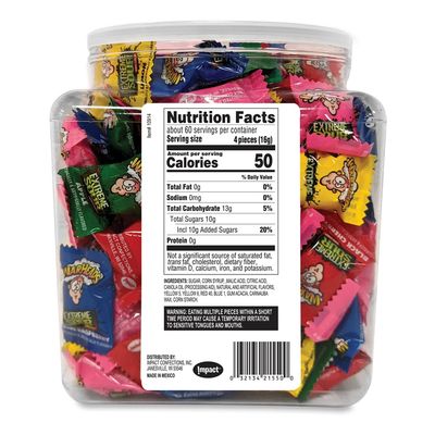 WARHEADS - Extreme Sour Hard Candy - Sour Apple, Black Cherry, Blue Raspberry, Lemon &amp; Watermelon Flavors - 34 oz. Tub with 240 Pieces of Candy