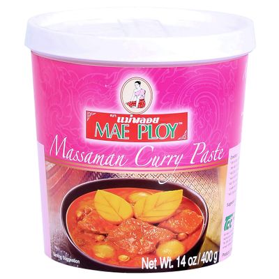 Mae Ploy Massaman Curry Paste, Authentic Thai Masaman Curry Paste For Thai Curries And Other Dishes, Aromatic Blend Of Herbs, Spices And Shrimp Paste (14 oz Tub)