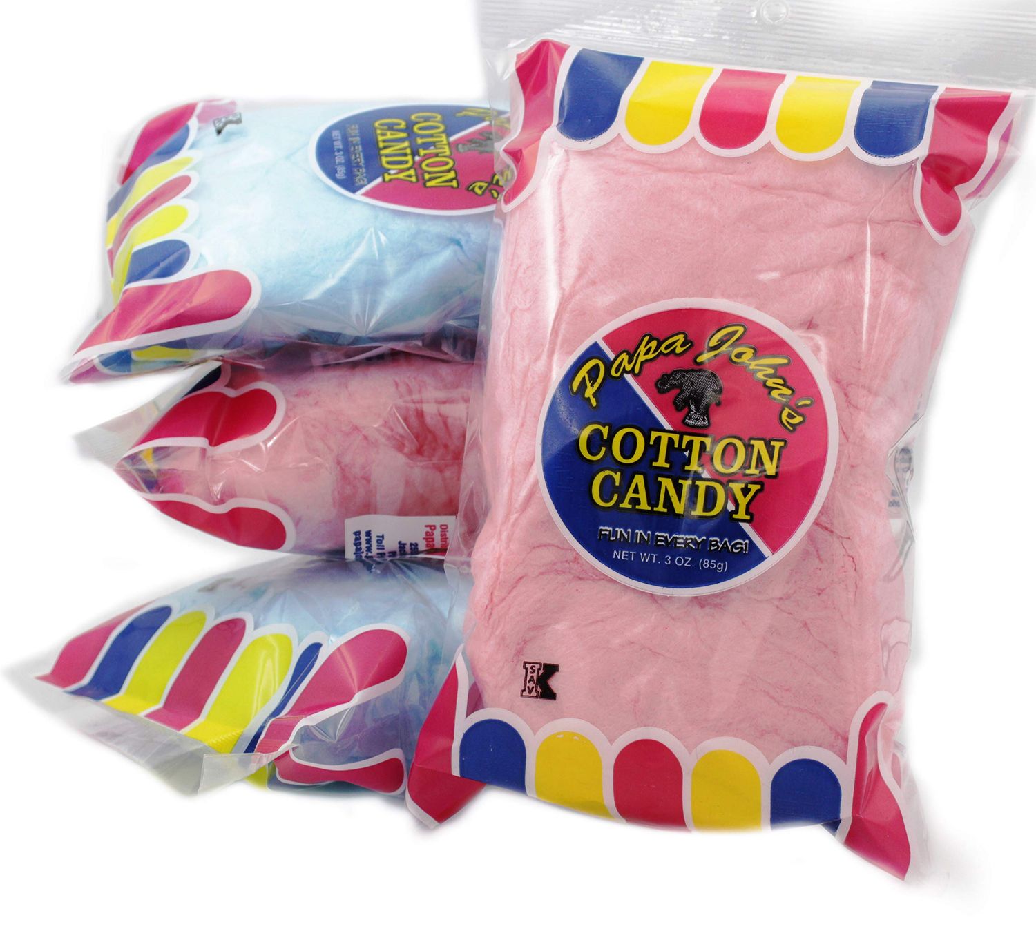 Fruidles Cotton Candy Blue and Pink Party Flavors Supplies Birthday Treats for Kids, Kosher, 3oz Bag (3-Pack)