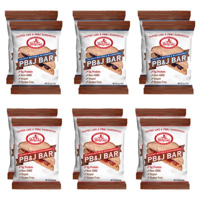 Betty Lou&#39;s PB&amp;J Bars | Variety Pack - 6 PB &amp; Strawberry Bars and 6 PB &amp; Blueberry Bars | Gluten Free, Vegan, Non GMO | Deliciously Healthy Snacks | Individually Wrapped, 2 Oz. Each (12 Pack)
