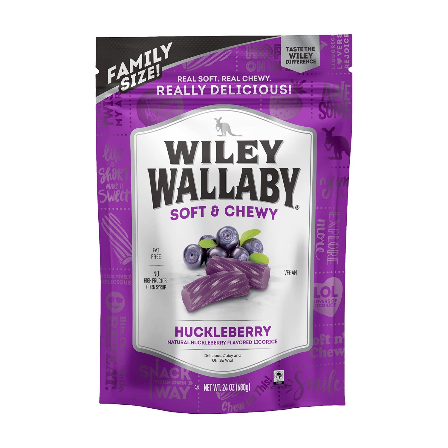 Wiley Wallaby Licorice 24 Ounce Classic Gourmet Soft &amp; Chewy Australian Huckleberry Licorice Candy Twists, 1 Pack