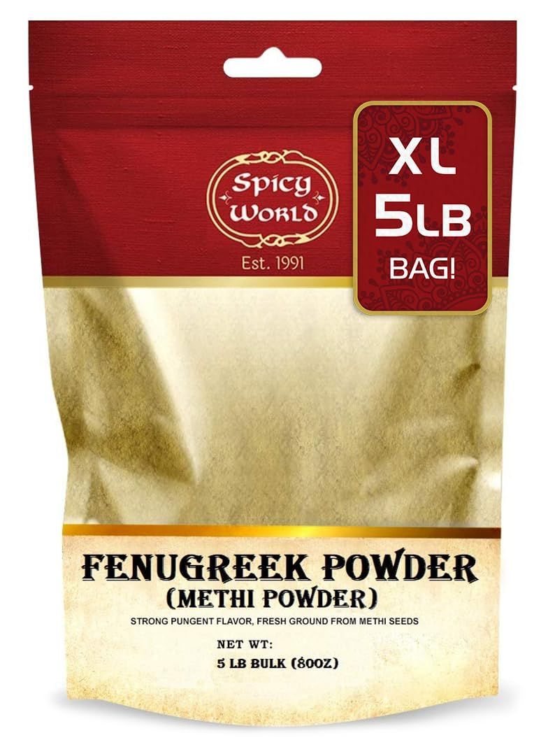 Spicy World Fenugreek Seed Powder 5 Pound Bulk Bag - Ground Methi Seeds, Natural Indian Spice