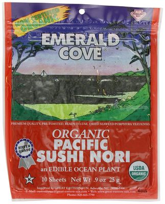Emerald Cove Organic Toasted Pacific Sushi Nori Sheets, 5.4 Oz, 10 Count, Pack of 6