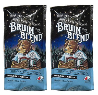Ravens Brew Whole Bean Bruin Blend, 12-Ounce Bags (Pack of 2)
