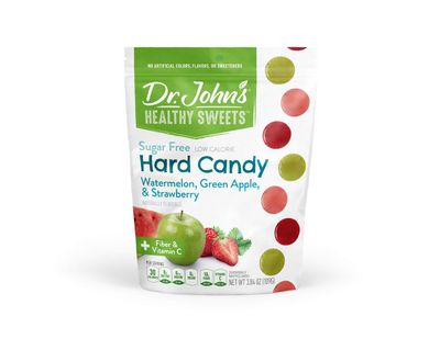 Dr. Johns Sugar Free Candy, Healthy Hard Candy with Zero Sugar, Low Calorie Snacks, Vegan, Gluten Free, Watermelon, Green Apple, &amp; Strawberry, 24 count, 3.84 OZ