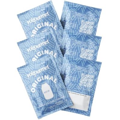 Yogourmet Kefir Starter (6 Sachets = 6 Quarts of Kefir) - Make Kefir at Home - Starter Culture - All Natural, Gluten Free, Kosher, Halal - 3 g Sachets