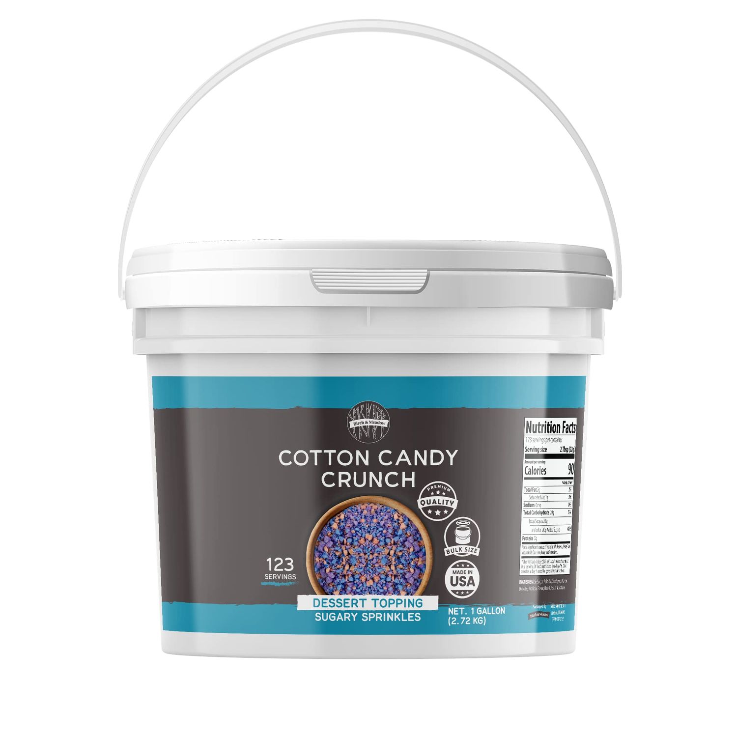 Birch &amp; Meadow 1 Gallon of Cotton Candy Crunch, Ice Cream Topping, Dessert Topper